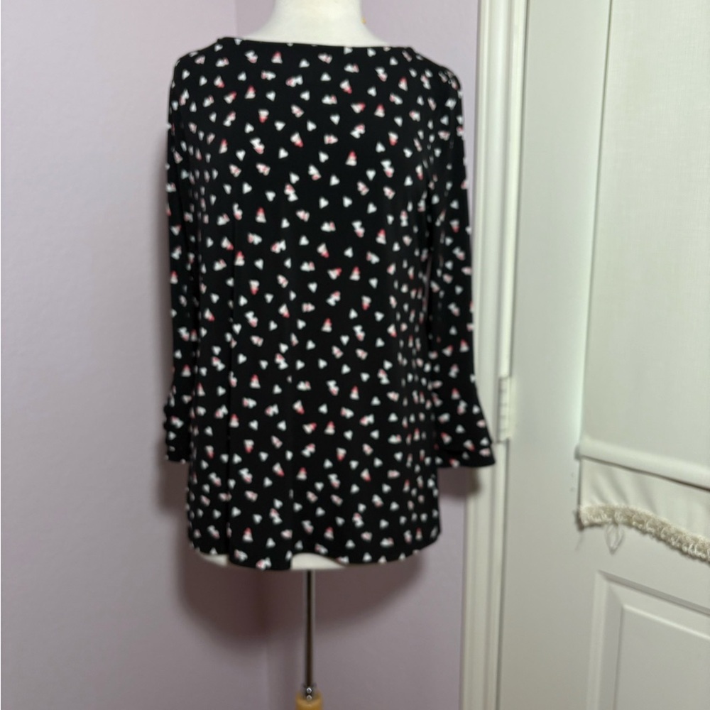 Charter Club Black and White Long Sleeve Blouse. Size L